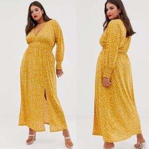 ASOS DESIGN Curve Ditsy Print Shirred Maxi Dress